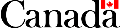 Le mot-symbole Canada avec un petit drapeau canadien au-dessus de la lettre finale "a". 