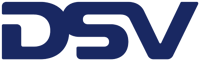 Logo DSV en lettres stylisées bleues en gras.