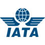 Logo de l'Association internationale du transport aérien (IATA) représentant un globe avec des ailes au-dessus de l'acronyme "IATA". 